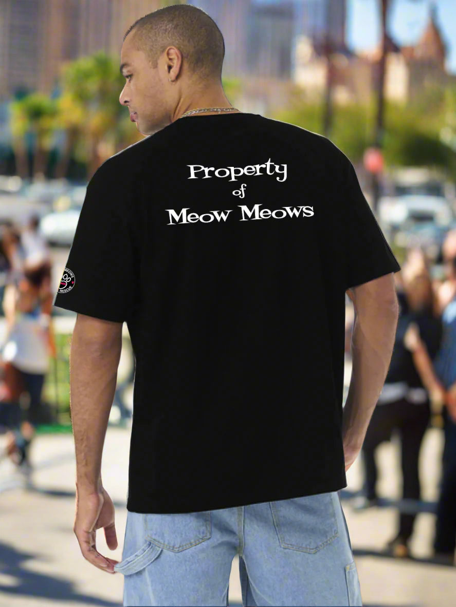 Not Meow Black T-Shirt with Digital Print logo