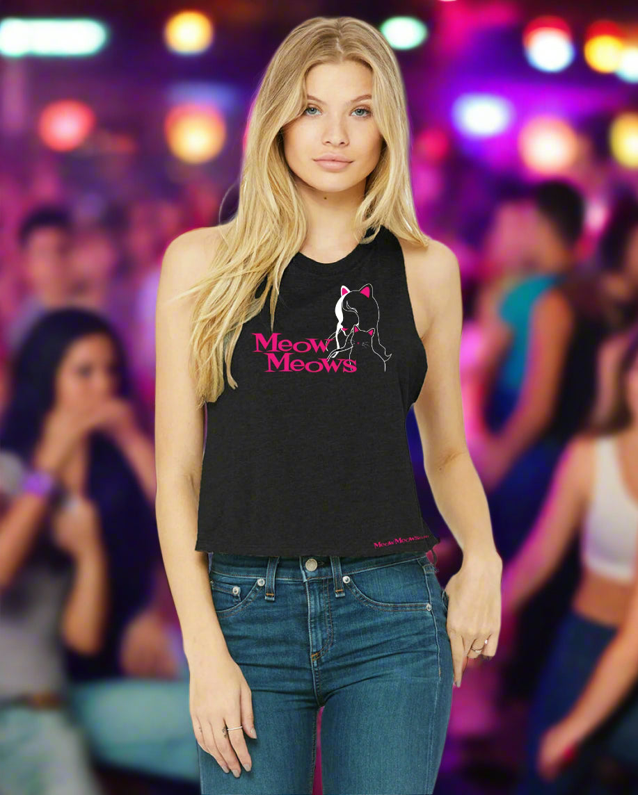 Corporate Outline Black with Pink Racerback Cropped Tank