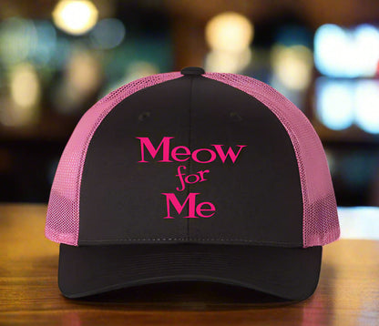 Meow for Me Black_Neon Pink_Trucker Hat