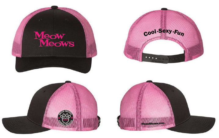 Meow Meows Black/ Neon Pink Trucker Hat