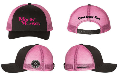 Meow Meows Black/ Neon Pink Trucker Hat