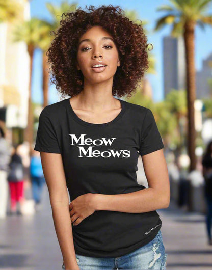 Meow Meows Black with White logo T-shirt