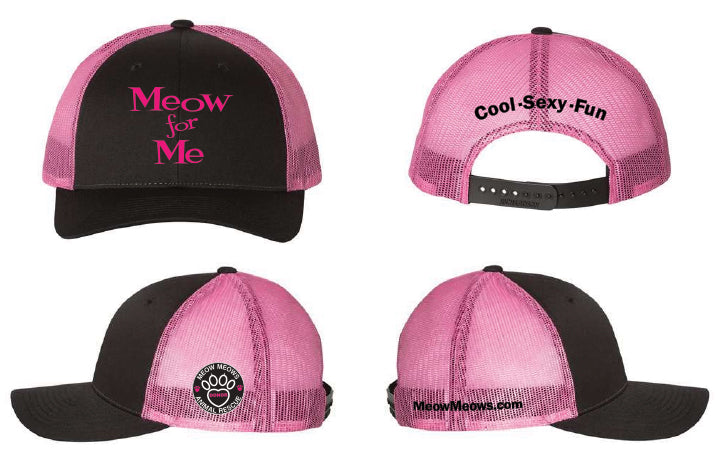 Meow for Me Black_Neon Pink_Trucker Hat