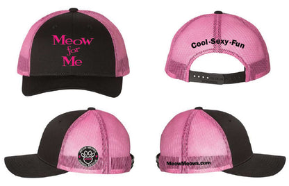 Meow for Me Black_Neon Pink_Trucker Hat